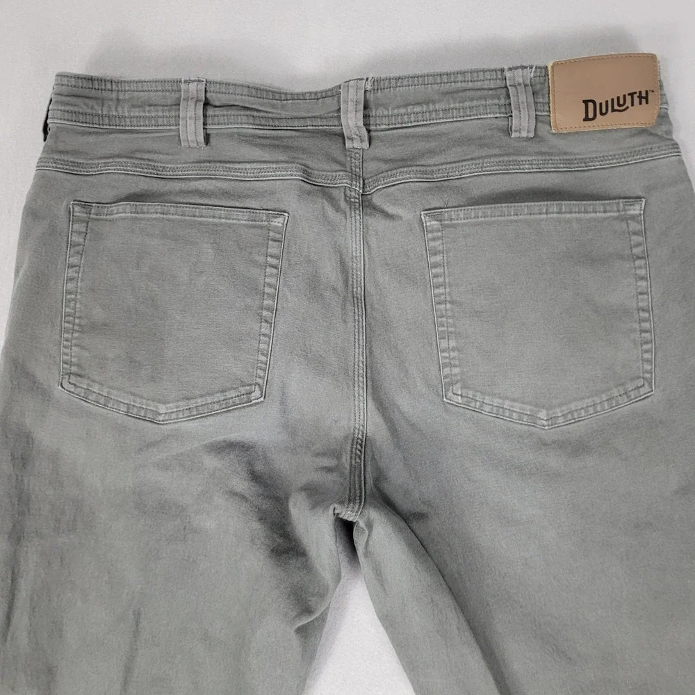 Duluth Trading Mens Pants‎ 40x30 Gray Green Flex Fire Hose Slim Fit Work Canvas